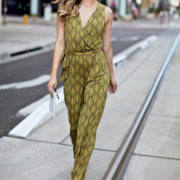 next green geo jumpsuit